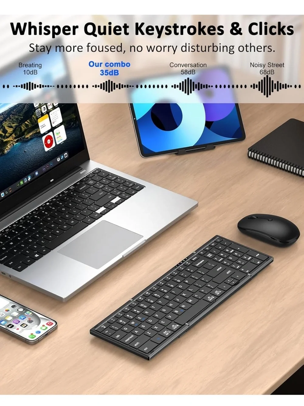 Foldable Wireless Keyboard and Mouse Set